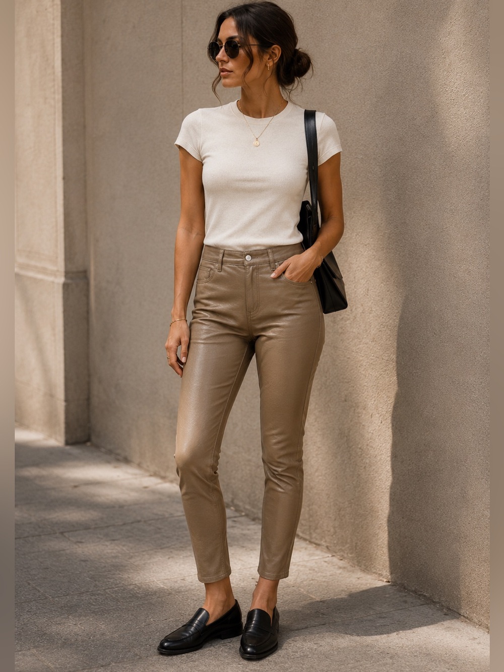 J Brand skinny lamb leather tan pants